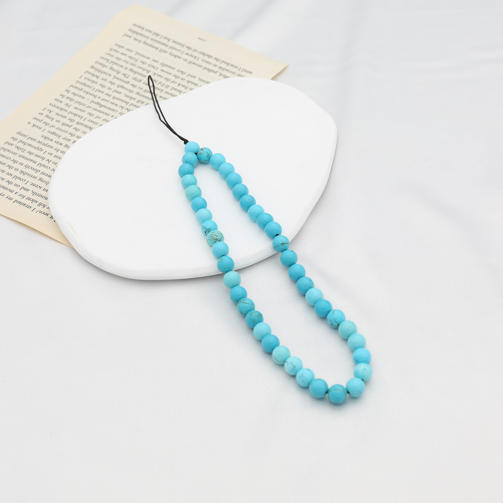 Phone Accessories For Men - 8MM Blue Turquoise Beaded Mobile Phone
