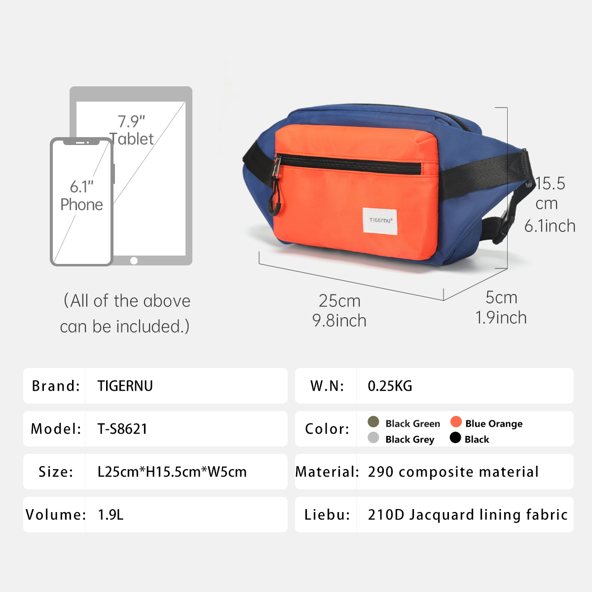Tigernu  Chest Bag For Men 7.9 - огляд і ціна Phone Accessories For Men